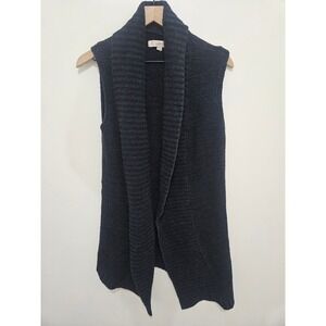 Loft Womens Navy Blue Shawl Collar Open Front Sleeveless Cardigan Sweater XS/S